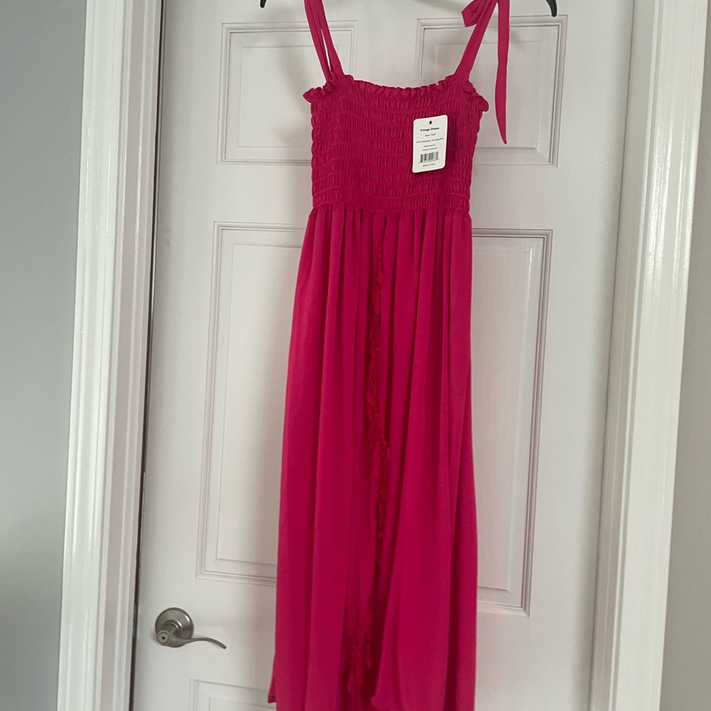 Pink fringe  sundress size s/m.